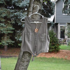 Thread & Supply Green Tie Front Shirt Hand Sewn